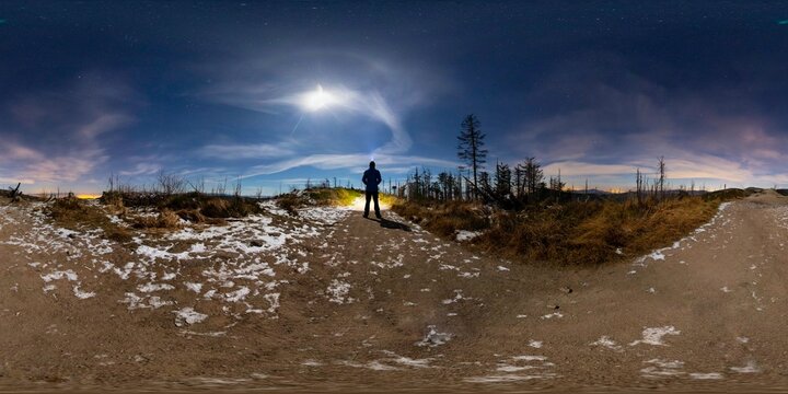 Moon night in the Beskid Mountains HDRI Panorama
