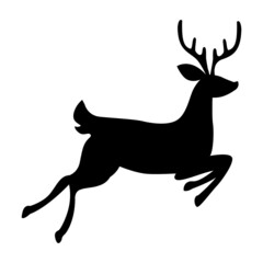 Vector silhouette of a deer on a white background. Flat design.