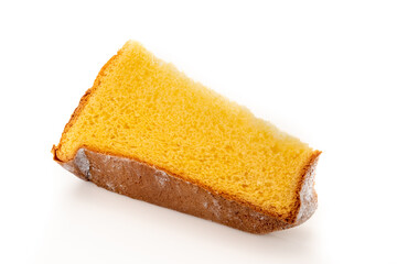 Slice of Pandoro, traditional Italian Christmas cake with icing sugar isolated on white, clipping path