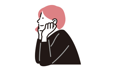 頬杖をする女性の横顔