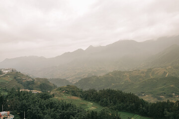 landscape with fog in Sapa Vietnam
