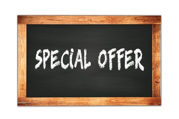 Obraz premium SPECIAL OFFER text written on wooden frame school blackboard.