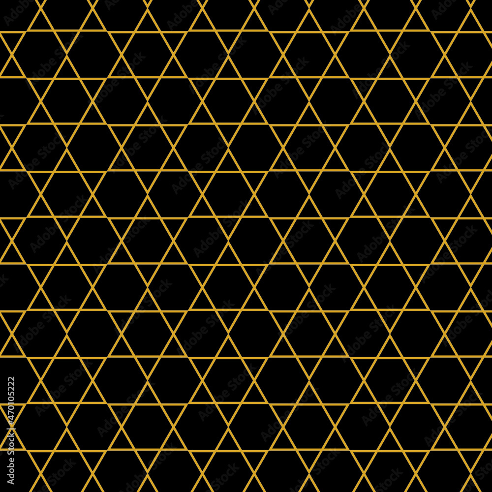 Poster pattern seamless stars and triangles abstract background black and gold luxury color geometric vecto