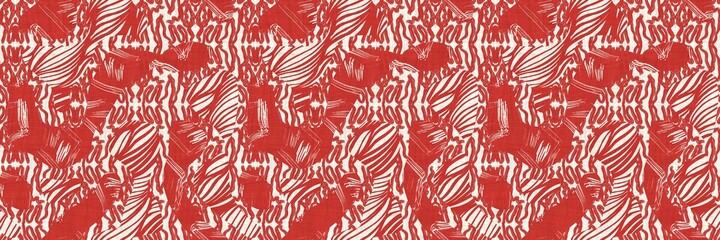 Seamless two tone hand drawn brushed effect pattern border swatch. High quality illustration. Collage of minimal drawings arranged in a seamless pattern with fabric texture overlay. Rough scribble.