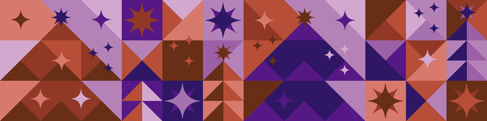Christmas tree & stars geometric seamless pattern