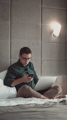 Young man working  on laptop 