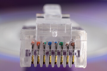 White ethernet connector RJ-45