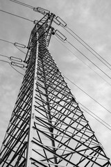Power line pole in black and white