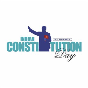 Conceptual Template Design For Indian Constitution Day. Silhouette Of Bhimrao Ambedkar. Editable Illustration.