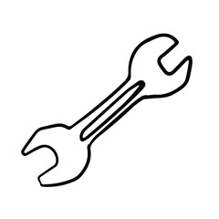 Wrench in doodle style. Isolated vector.