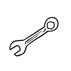 Wrench in doodle style. Isolated vector.