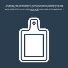 Blue line Cutting board icon isolated on blue background. Chopping Board symbol. Vector