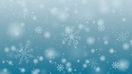 Naklejka na ściany i meble Abstract winter background with snowflakes and snow.