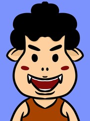 cute man cartoon on blue background