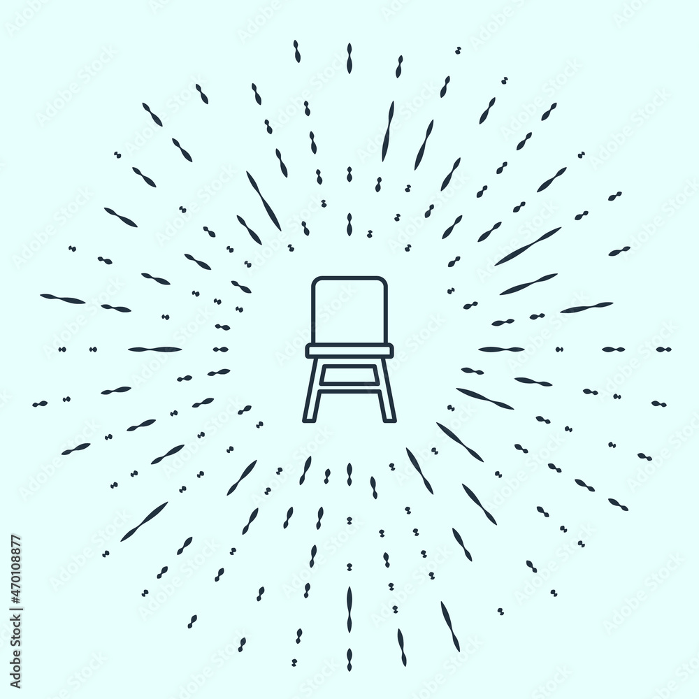 Poster black line chair icon isolated on grey background. abstract circle random dots. vector