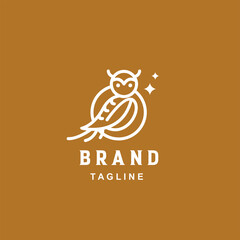 vector owl in night minimalist simple logo Perfect for any brand and company 