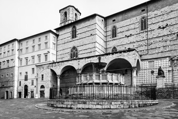 black and white square in the city of perugia