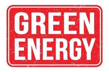 GREEN ENERGY, words on red rectangle stamp sign