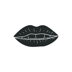 Mouth Lips Icon Silhouette Illustration. Human Vector Graphic Pictogram Symbol Clip Art. Doodle Sketch Black Sign.