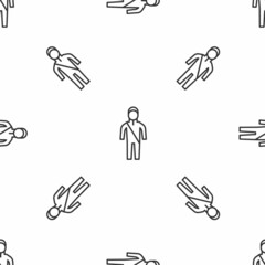 Grey line Wetsuit for scuba diving icon isolated seamless pattern on white background. Diving underwater equipment. Vector