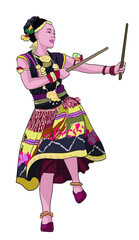 Nepal folk dance pictures, classic, nepal folk dance, art.illustration, vector