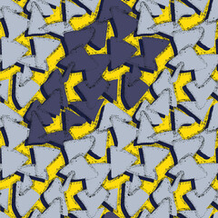 Seamless pattern with hand drawn chaotic grunge triangles