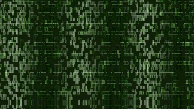 abstract colorful technology background. Abstract computer code running in a virtual space. Animation. Programming code with moving lines isolated on black screen background, seamless loop.