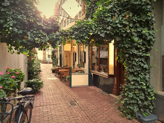 Alley in the center of Amsterdam, The Netherlands