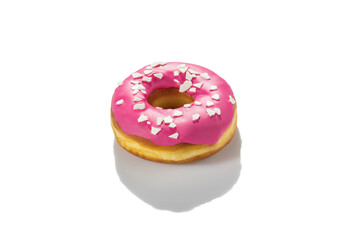 Delicious and glazed sweet donut isolated on white background with shadow. Concept of worldwide national cuisines