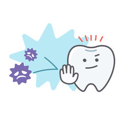 虫歯を防ぐ歯のシンプルで可愛いイラスト