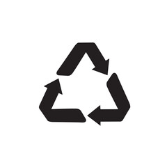 Obraz premium Black recycle icon vector isolated on white background. Trendy recycle icon in flat style. Template for sticker, symbol, logo, app and label. Creative concept, eco recycling sign. Vector illustration