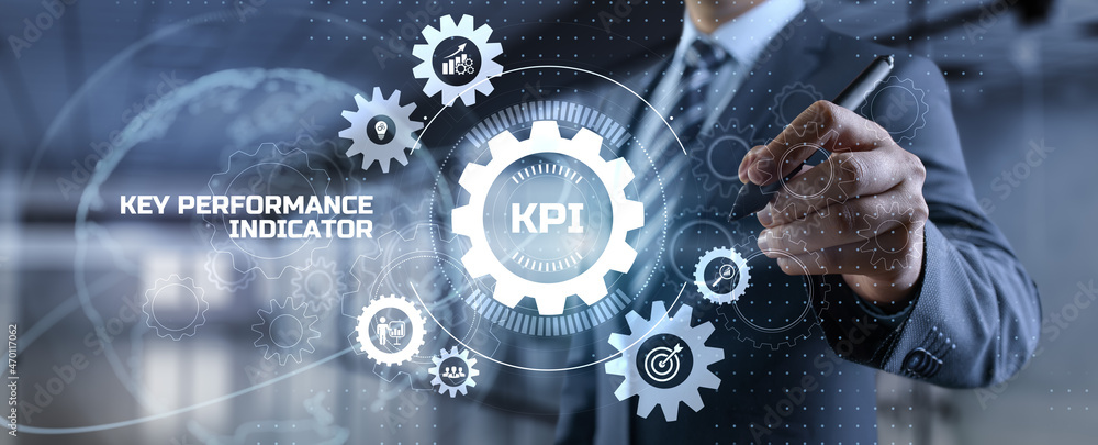 Aufkleber kpi key performance indicator business and technology concept on screen.