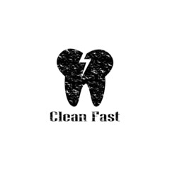 Vintage Cleaner fast logo design with tooth and lighting. Vector illustration
