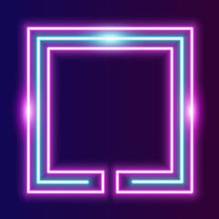 Futuristic Neon frame border. blue and pink neon glowing background