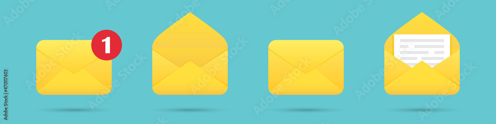Poster set of email message envelope icons in a flat design