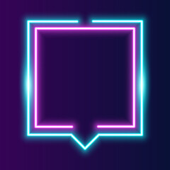 Futuristic Neon frame border. blue and pink neon glowing background