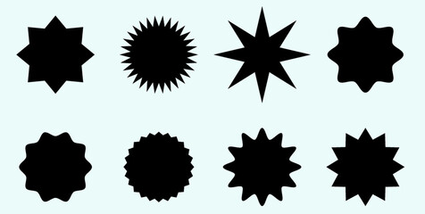 Starburst isolated icons set, sunburst badges