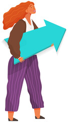 Businessman pressing play button to start or initiate projects, woman holding arrow isolated vector. Mobile device for watching digital movie. Person selects video on screen, watching online tutorial