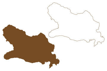 Fergusson island (Papua New Guinea, D'Entrecasteaux Islands Archipelago) map vector illustration, scribble sketch Fergusson map