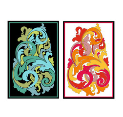 COLORFUL BAROQUE DECORATIONS WITH FLOWERS AND LEAVES IN ANCIENT ITALIAN STYLE