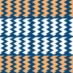 Zigzag seamless pattern. Abstract geometric background. Vector illustration horizontal zigzag stripes. Blue , orange, white color