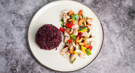 Stir-fried Chicken breast with cashew nut, Thai food