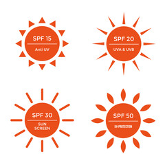 Set of ultraviolet protection logo on white background