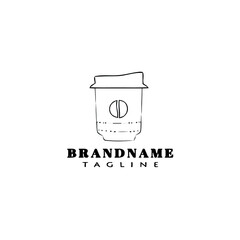 coffee takeaway cup logo cartoon icon design template black vector illustration
