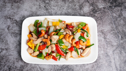Stir-fried Chicken breast with cashew nut, Thai food
