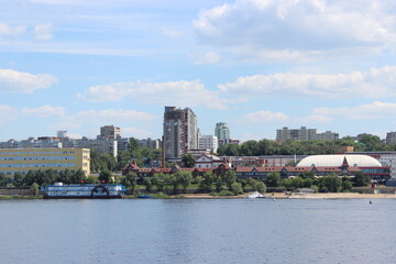 Fototapeta premium Samara city - view from a motor ship sailing on the Volga River