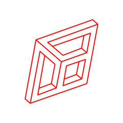 Logo. Optical illusion shapes. Optical art object. Impossible figure. Escher style. Geometry.