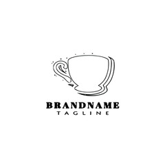 coffee cup logo cartoon icon design template black isolated cute illustration