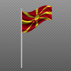 Macedonia waving flag on metal pole.
