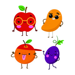 cute fruit characters food vector